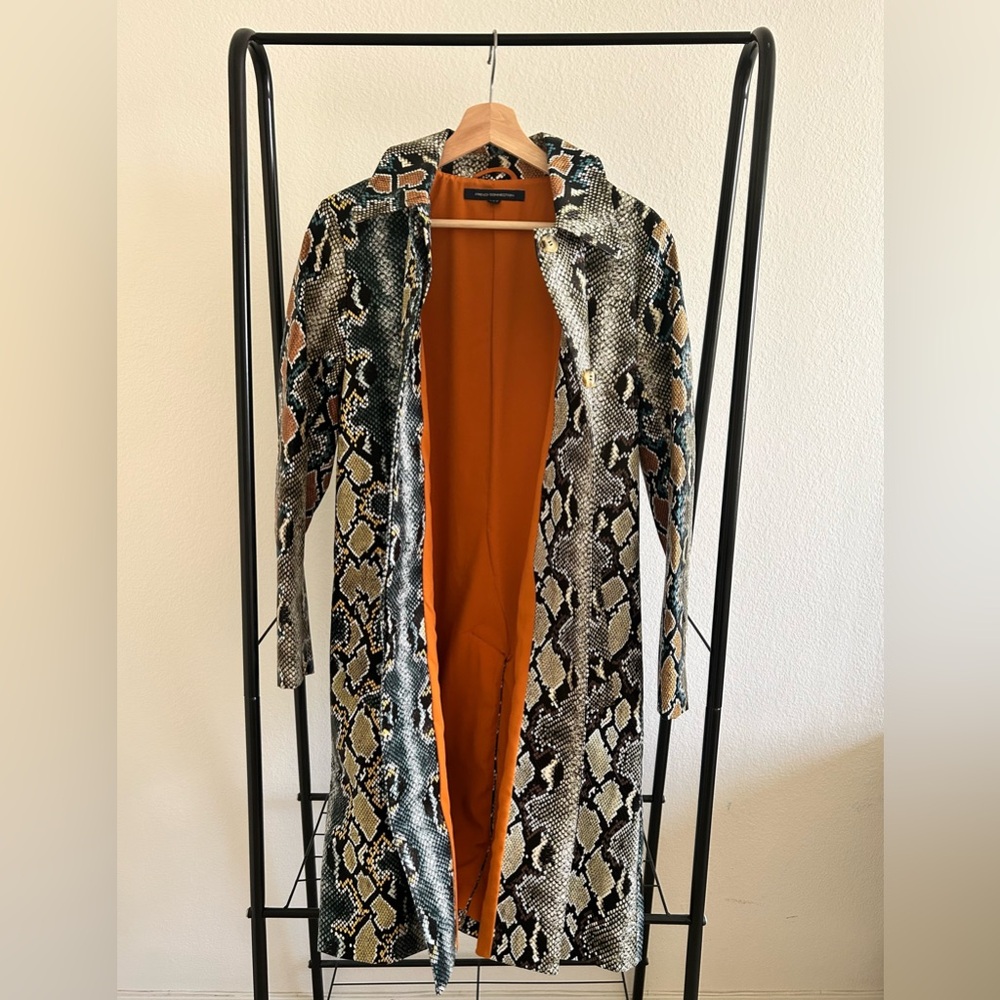 French Connection Snakeskin Print Trench Coat Lon… - image 4